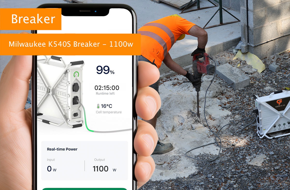 GoGrid PG3600 powering a breaker drill on site